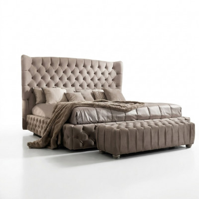 Echtes Chesterfield Bett Duebel Hotel Better Textil Polster 160x200cm Stoff Neien