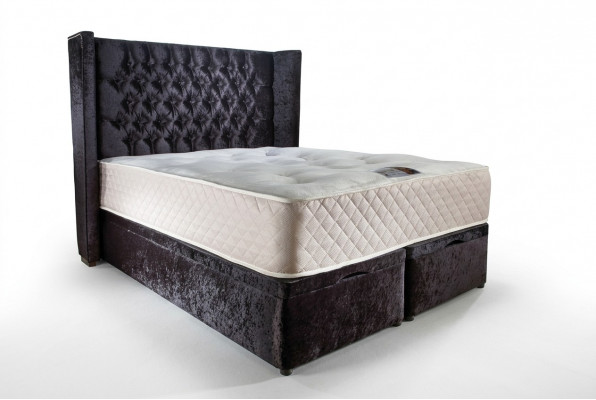 Chesterfield Designer Bett Schlofkummer Textillieder Polster Samt 160x200 Nei