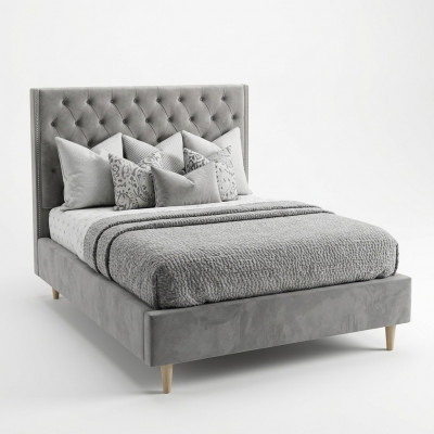 Chesterfield Bett Design Schlofkummer Englëscht Better 140x200cm Textilstoff Polsterung