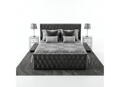 Grau stilvoll Chesterfield Duebelbett Designer Schlofzëmmer Better