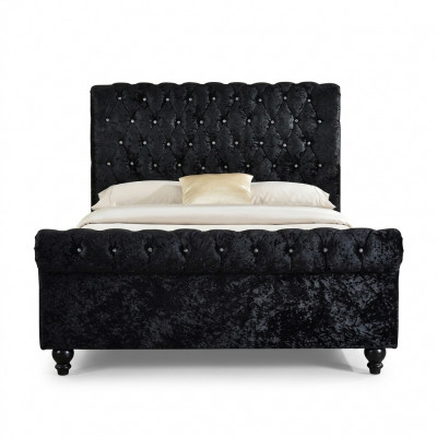 Schwaarz Bett Chesterfield Gepolstert Better Schlofzëmmer XXL Grouss 140x200