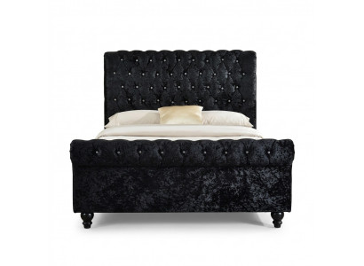 Schwaarz Bett Chesterfield Gepolstert Better Schlofzëmmer XXL Grouss 140x200