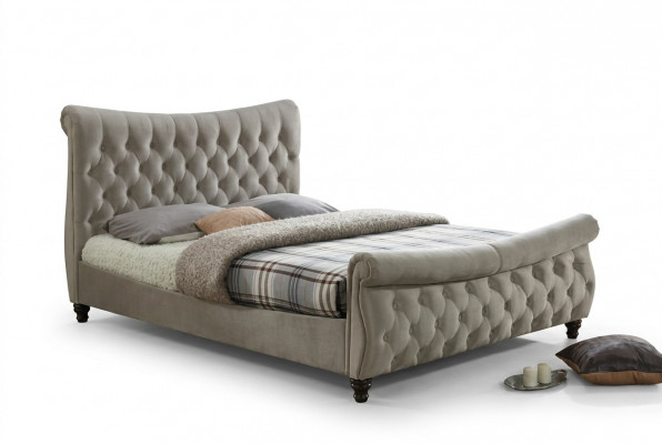 Chesterfield Textil Polster Bett Designer Better Beige Hotel Duebel Schlofkummer