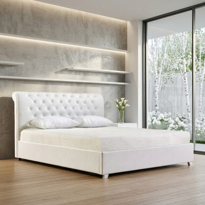 Chesterfield Designer Bett Schlofzëmmer Konschtlieder Polster 140/160/180/200 cm