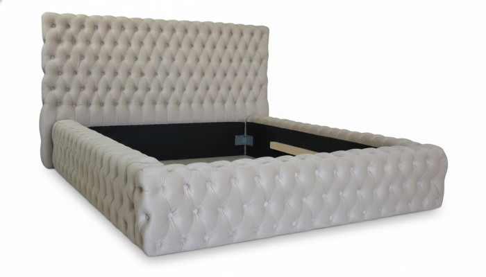 Elegantes Chesterfield Design Englescht Duebelbett a Beige - Better mat engem zäitlosen Stil