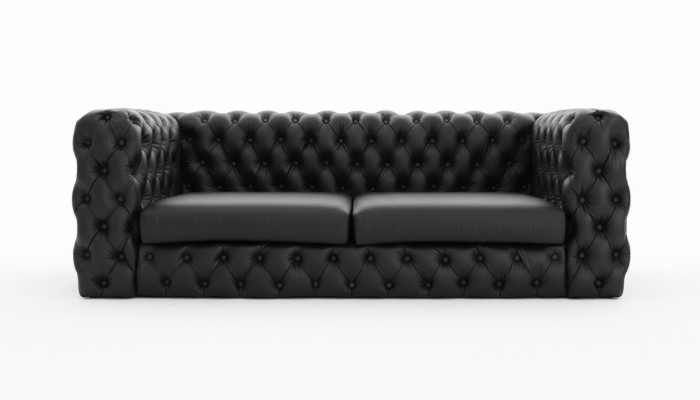 Schwaarze Chesterfield 3 Sëtz Canapé Sofa Designer Luxus Garnitur