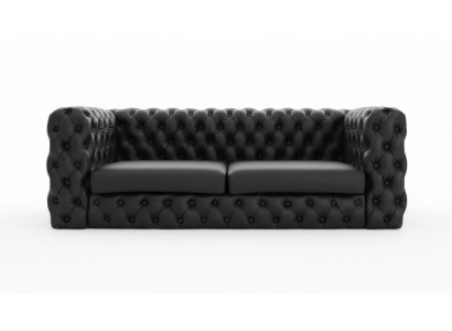 Schwaarze Chesterfield 3 Sëtz Canapé Sofa Designer Luxus Garnitur