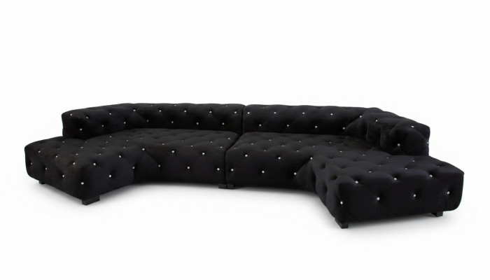Klassesch Designer Chesterfield Samettee mat Kristallschmuck Wunnlandschaft