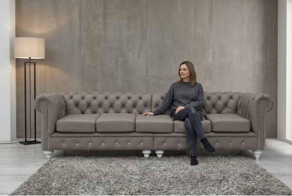Chesterfield Sofa Couch Polster Stoff Lieder Couchen Polster Garnitur 5 Sëtzplazen
