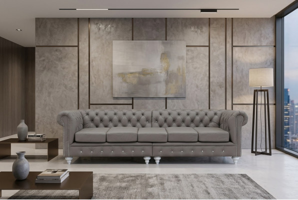 Chesterfield Sofa Couch Polster Stoff Lieder Couchen Polster Garnitur 5 Sëtzplazen
