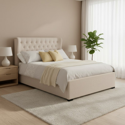 Chesterfield Design Polster Englescht Bett Duebelbett Beige Better 160/180x200
