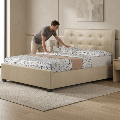 Chesterfield Design Gepolstert Englescht Bett Gro Bett 160/180x200 cm Duebelbett