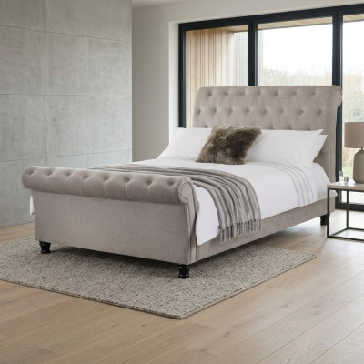 Chesterfield Design Polster Englescht Bett Grau 160/180x200 Duebelbett Better