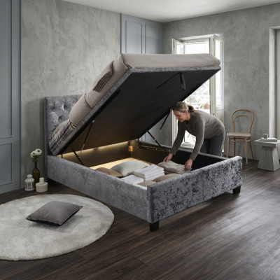 Chesterfield Designer Bett Schlofzëmmer Textil Lieder Polster 140/160/180/200 cm