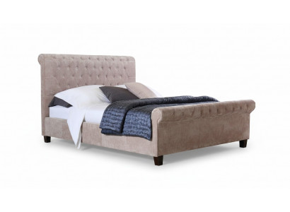 Chesterfield Design Samettbett Luxus Textilbetter Schlofzëmmer Duebel 160x200cm
