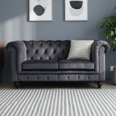 Sofa Luxus Textil Chesterfield Canapé Sofaen Polster 2 Sëtzer Zweisëtzer