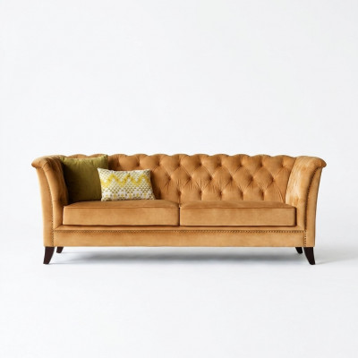 Orange Chesterfield 3-Plaz Modern Wunnzëmmer Luxus Canapé