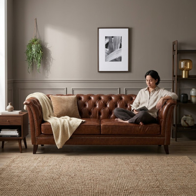 Chesterfield Lieder Polster Design Sofa Luxus Couch Klassesch Sofa 2 Sëtz nei