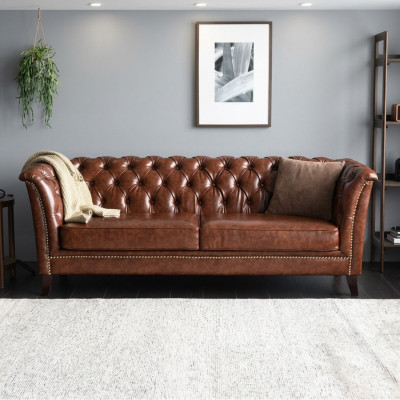 Chesterfield Lieder Polster Design Sofa Luxus Couch Klassesch Sofa 2 Sëtz nei