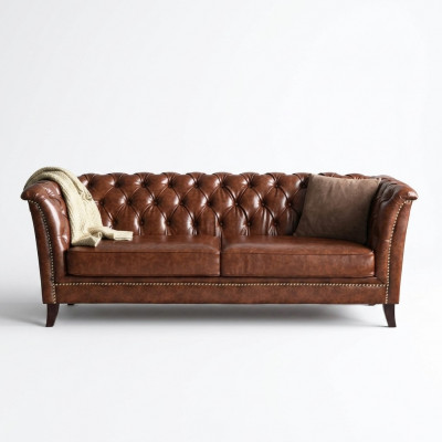 Chesterfield Lieder Polster Design Sofa Luxus Couch Klassesch Sofa 2 Sëtz nei
