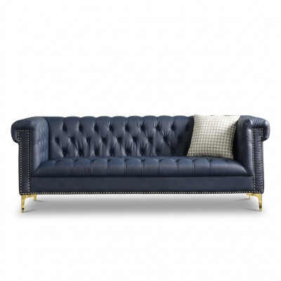 Englesche Stil Miwwelen Chesterfield Dräisëtzer Couch Rousa Turkis 3er Blo Sofa