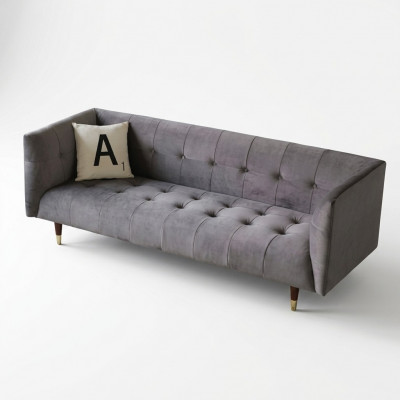 Modernt grousse-graue Chesterfield 3-Sëtzer Luxus-Wunnzëmmer-Couch