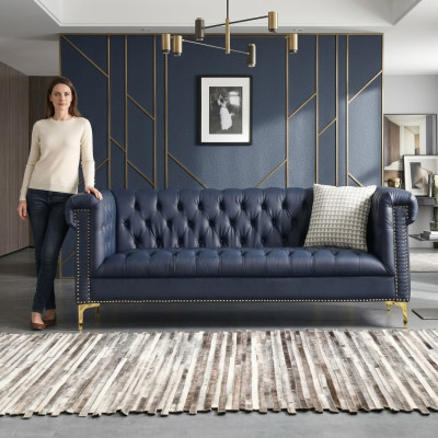 Chesterfield Lieder Polster Design Sofa Luxus Couch Klassesch Sofa 3-Sëtzer Nei