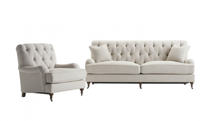 Chesterfield Luxus Sofa Couche Polster Sëtz Stoff Garnitur 3+1 Sëtzer Couchen