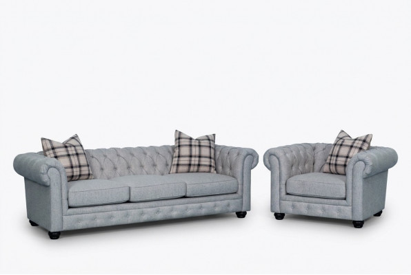 Chesterfield Sofa-Garnitur Sofa Couch Polster 3+1 Sëtzer Lieder Couchen Stoff Nei