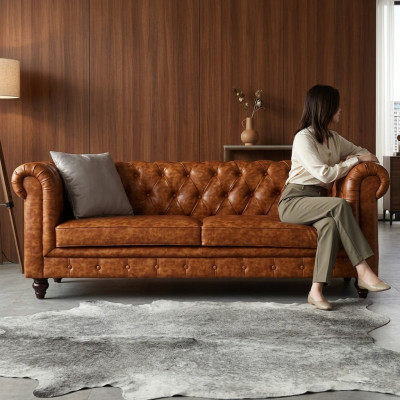 Chesterfield Liederpolster Design Sofa Luxus Canapé Klassesch Sofa 3 Sëtzer Nei