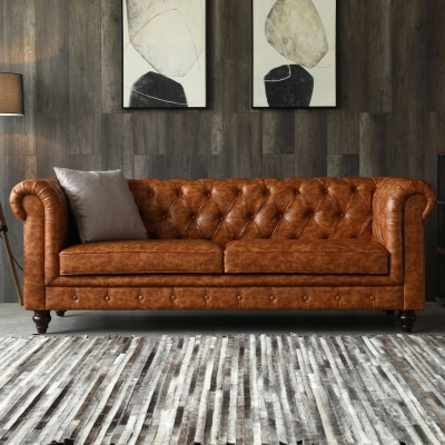 Chesterfield Liederpolster Design Sofa Luxus Canapé Klassesch Sofa 3 Sëtzer Nei