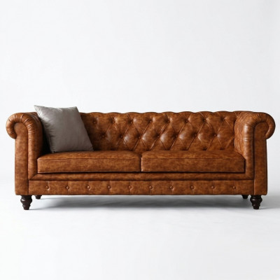 Chesterfield Liederpolster Design Sofa Luxus Canapé Klassesch Sofa 3 Sëtzer Nei