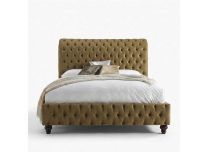 Gold Luxus Samt Textil England Bett Duebel Design Chesterfield 160x200cm Better