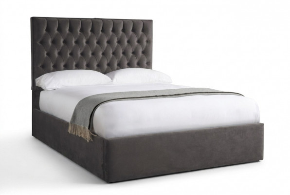 Chesterfield Grau Luxus Samt Textilbett Duebel Design 180x200cm Better Nei