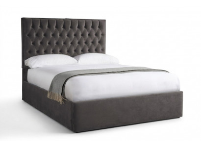 Chesterfield Grau Luxus Samt Textilbett Duebel Design 180x200cm Better Nei