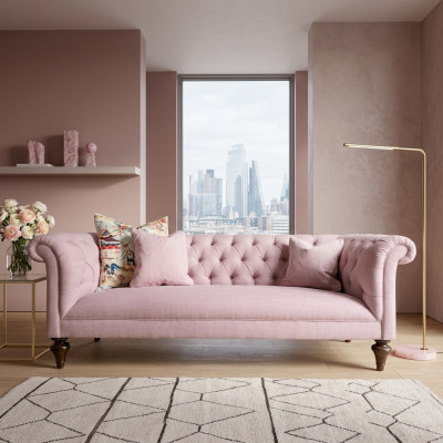 Chesterfield Textil Polster Design Canapé Luxus Couch Klassesch Canapé 3 Sëtzer Nei