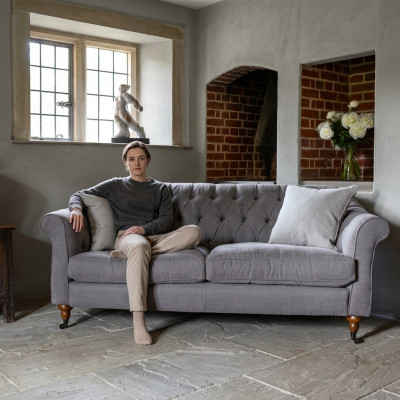 Chesterfield 3-Sëtz Sofa Stoffsofa Couch Polstersëtz Garnitur 3er Sofas Neit