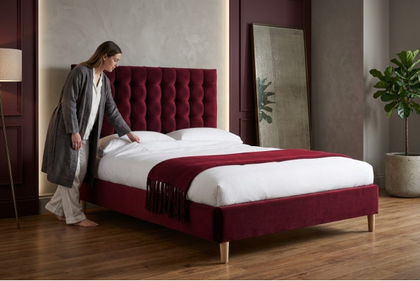 Rout Luxus Samt Textil Bett Doppel Design Chesterfield 180x200cm Better Nei