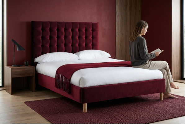Rout Luxus Samtt Textile Bett Duebel Design Chesterfield Klassesch Betten Nei