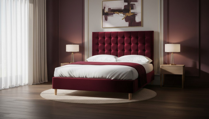 Rout Luxus Samtt Textile Bett Duebel Design Chesterfield Klassesch Betten Nei