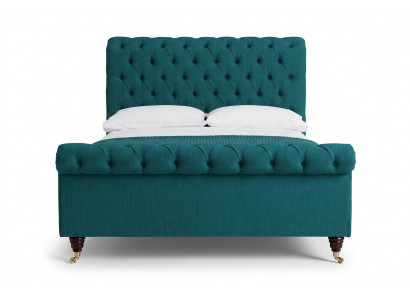 Türkis Chesterfield Duebelbett Designer Schlofzëmmer Polsterbetter