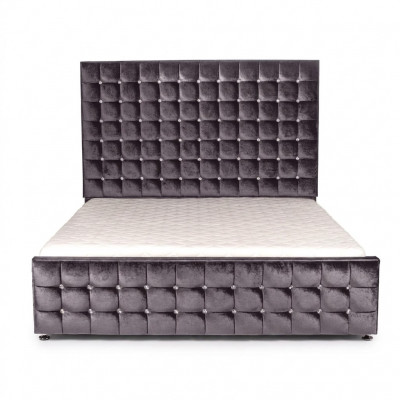 Designer schwaarzt Chesterfield Bett mat Kristallsteng Luxus Miwwelen