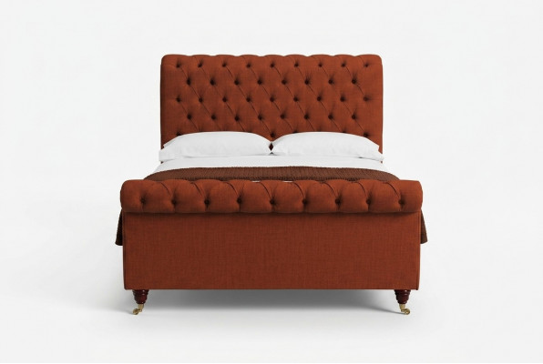 Chesterfield rout Bett stilvoll Chesterfield Duebelbett Designer Miwwelen