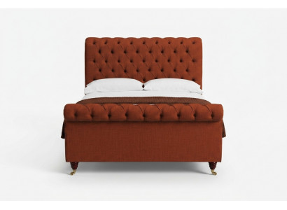 Chesterfield rout Bett stilvoll Chesterfield Duebelbett Designer Miwwelen