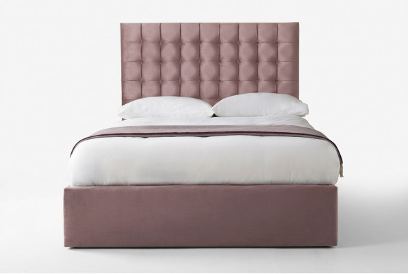 Rosa Designer Chesterfield Duebelbett Designer Schlofzëmmer Bett