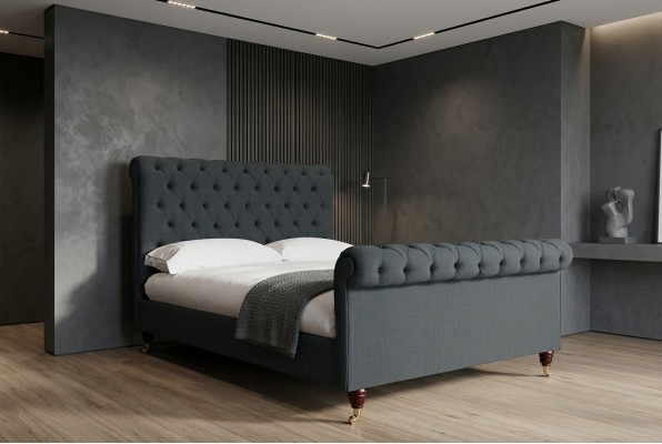 Chesterfield Design Polster Englescht Duebelbett Schwaarz 140/160/180x200 Better