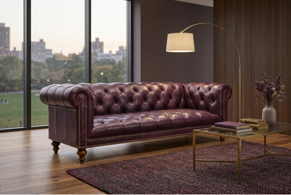 Brongen Chesterfield 3-Sëtz Sofa Lieder Sofa Canapé Polster Miwwelen
