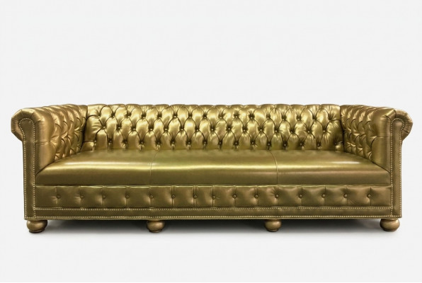 Chesterfield 4-Sëtz Canapé Couch Lieder Garnitur Polstersëtz Stëfter Gold Sëtz Nei