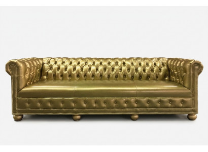Chesterfield 4-Sëtz Canapé Couch Lieder Garnitur Polstersëtz Stëfter Gold Sëtz Nei