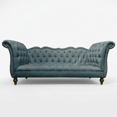 Englesche Luxus Canapé Chesterfield Faarweg Textil Cauch Türkis Blo Gréng Couchën